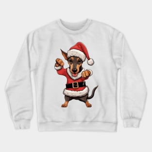 Cartoon Christmas Doberman Pinscher Dog Dancing Crewneck Sweatshirt